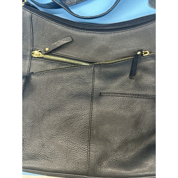 Great American Leather Works Black Leather Crossbody Shoulder Bag Classic Medium - Picture 2 of 9